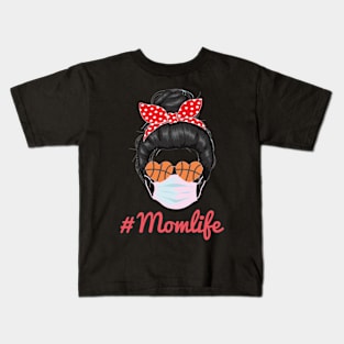 Mom Life Basketball Mothers Day Face Kids T-Shirt